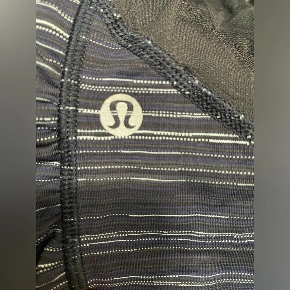 Lululemon Speed Crop Cyber Stripe Naval Blue Black Leggings
